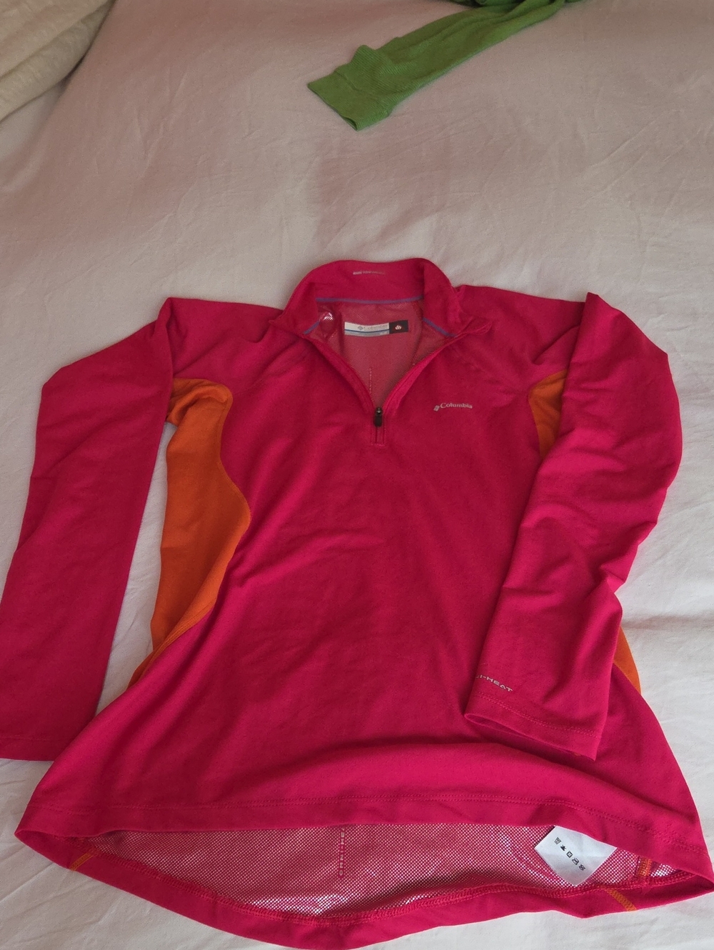 Columbia Hot Pink & Orange Quarter-Zip Performance Top. Women's M